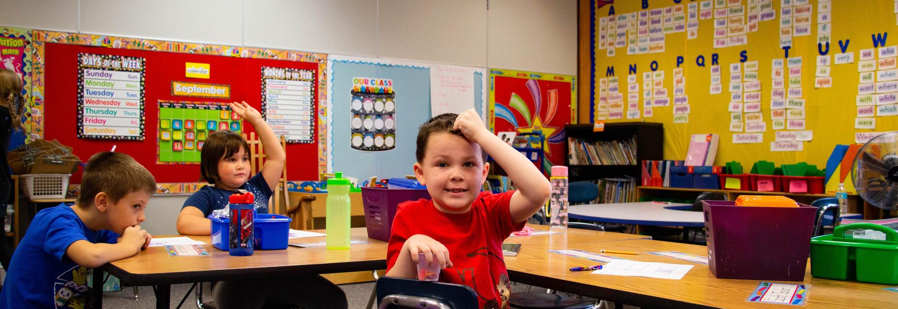1st grade student in classroom