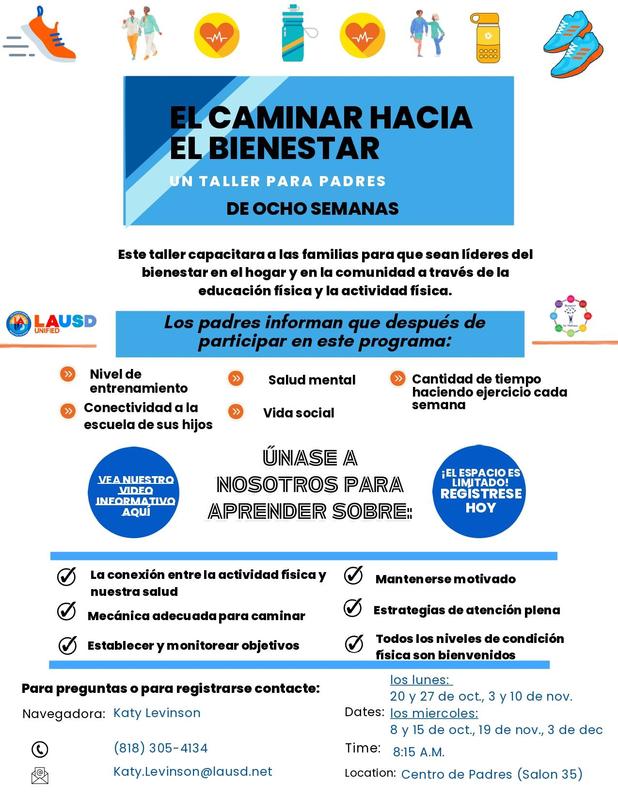 Walk to Wellness Parent Workshop Spanish