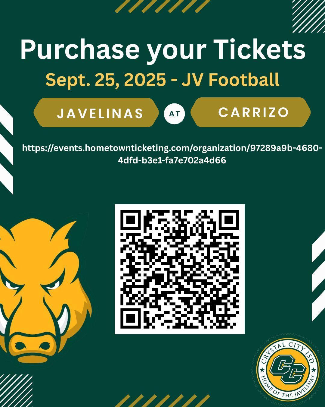 JV Football tickets Javelinas vs Carrizo Crystal City Independent