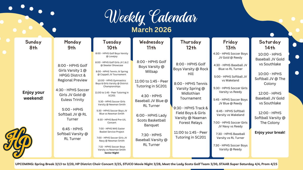 Weekly Events 3-9-26