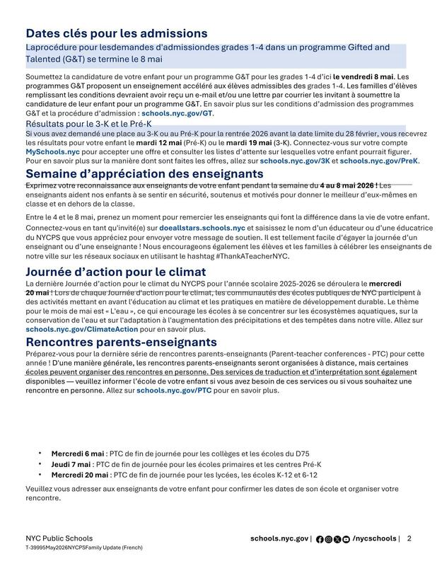 May 2026 - Family Message. French version 2