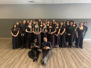 Vocal and band students at practice