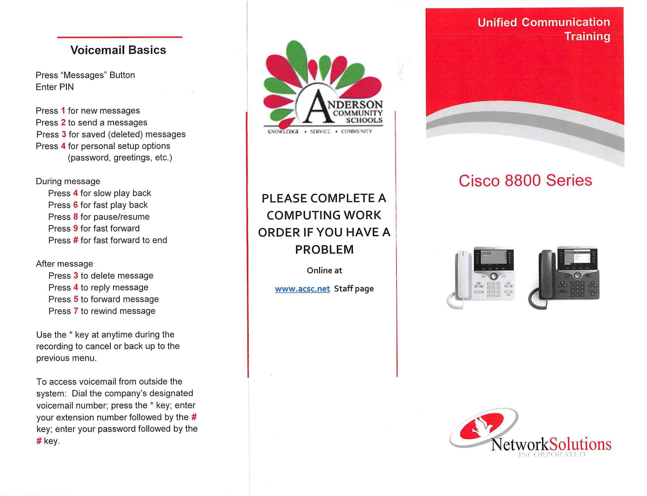 VOIP Phone Instructions For Staff Anderson Community Schools