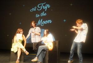 Students rehearse a scene in "A Trip to the Moon."