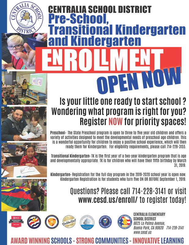 PReschool, Transitional Kindergarten and Kindergarten enrolling now
