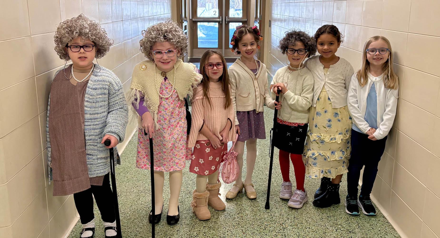 Sunrise Elementary students wore clothing to resemble being 100-years-old to celebrate the 100th day of school