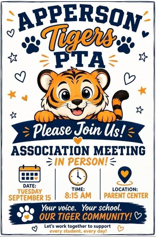 Have a say about what is happening at Apperson.  Join the Apperson PTA.