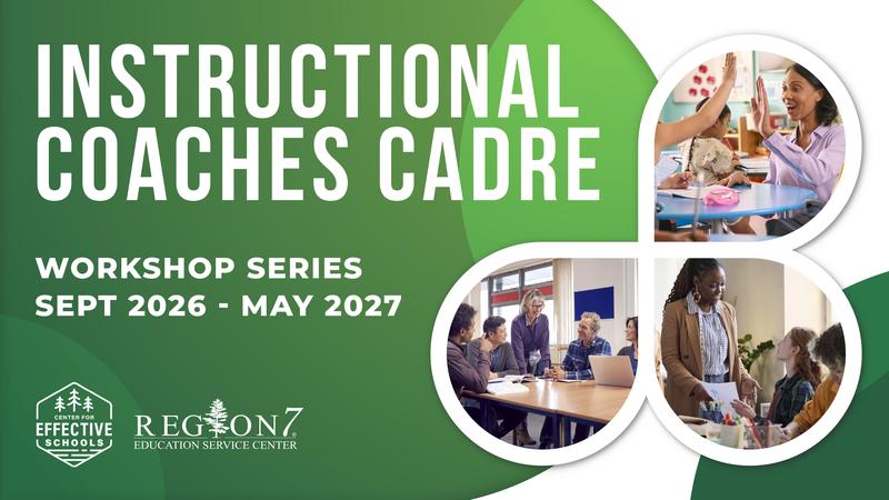 Green Instructional Coaches Cadre graphic with educators collaborating and coaching students
