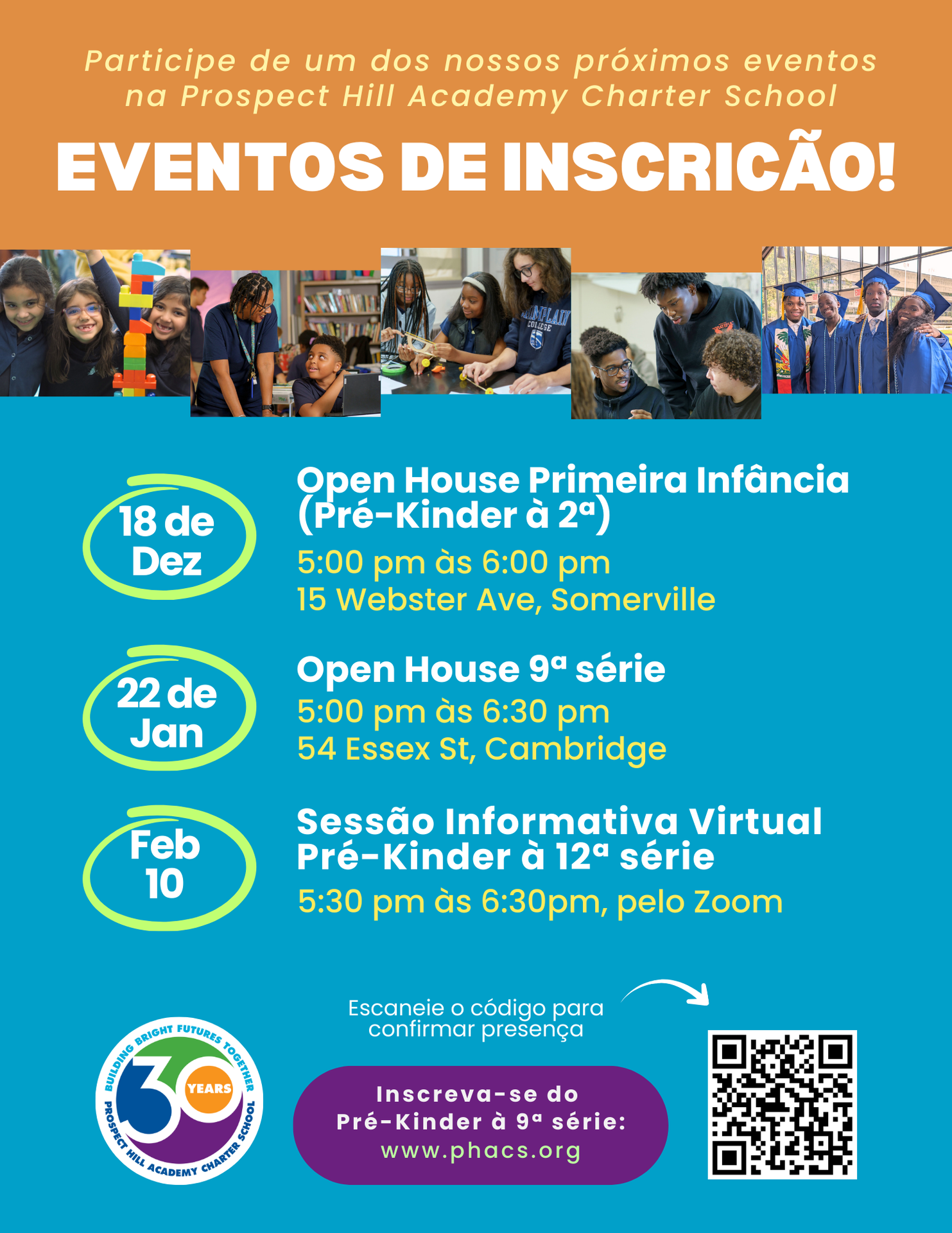 PHA Admission Events flyer Portuguese