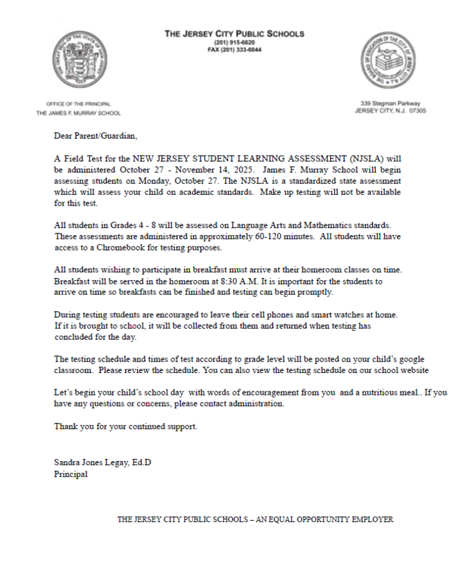 Grades 4-8 NJSLA Field Testing - October 2025 Featured Photo