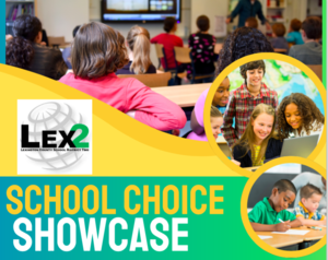 Photo of kids in classroom with "School Choice Showcase"