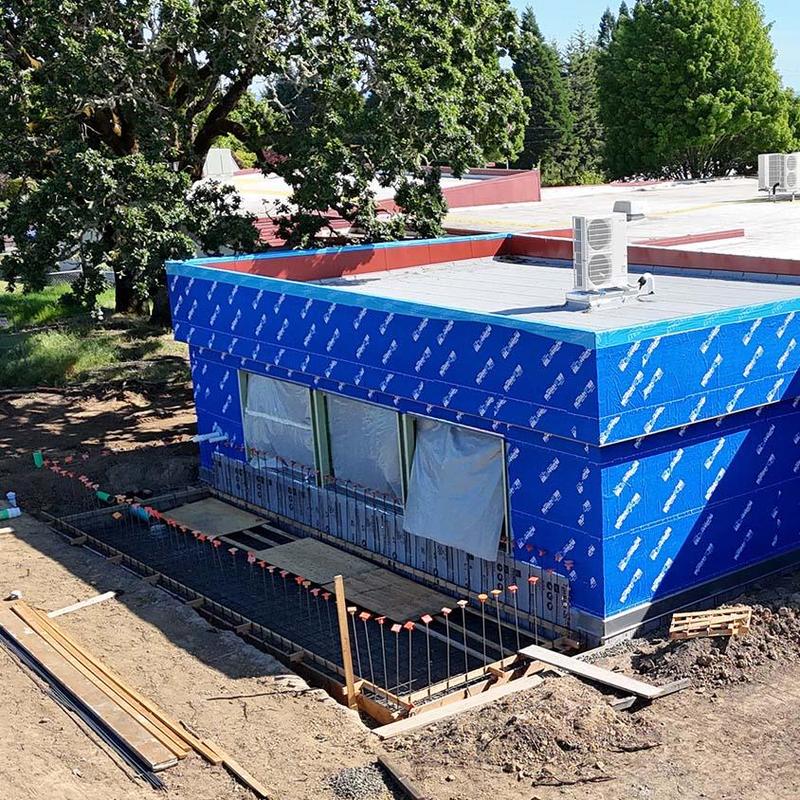 Exterior of addition under construction