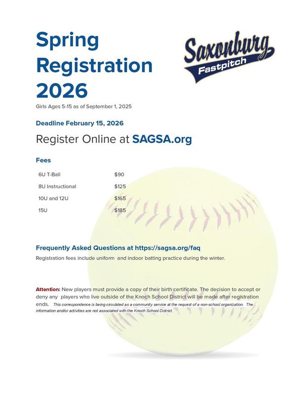 flyer for saxonburg girls softball
