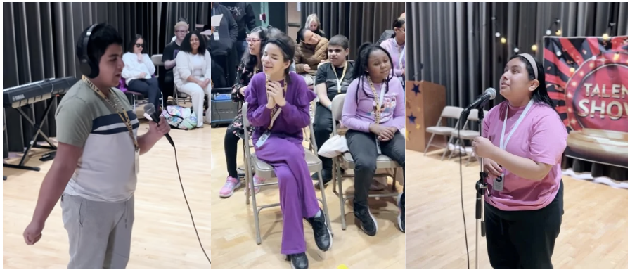 Students performing at our 2026 Talent Show while their peers cheer on.