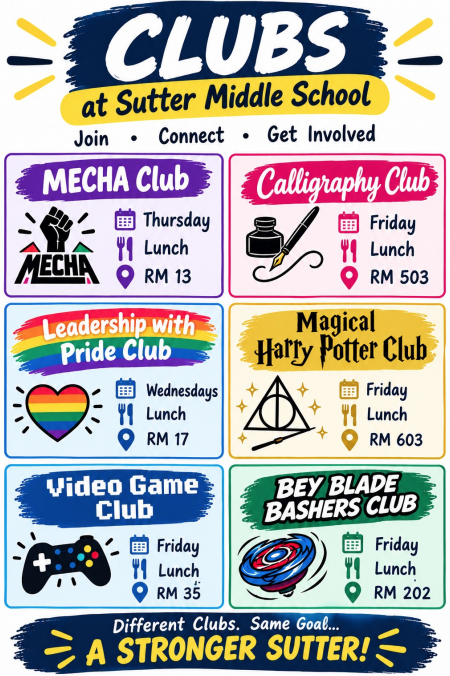 Flier Listing all the Sutter Clubs