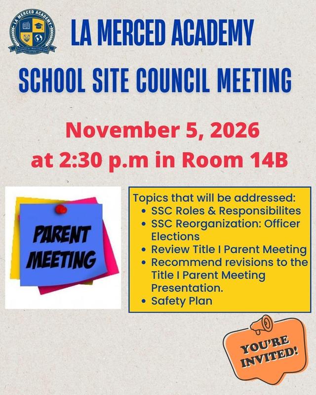 School Site Council Announcement