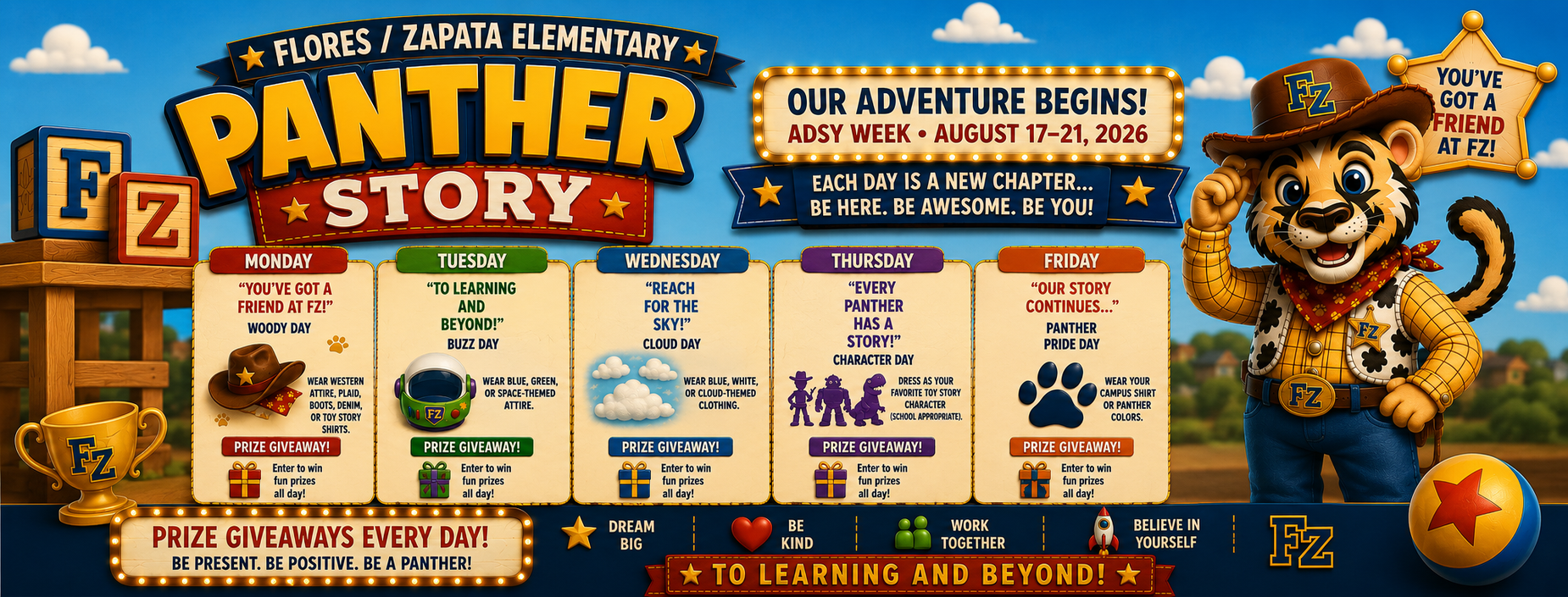 Flores/Zapata Panther Story ADSY Week calendar of events banner