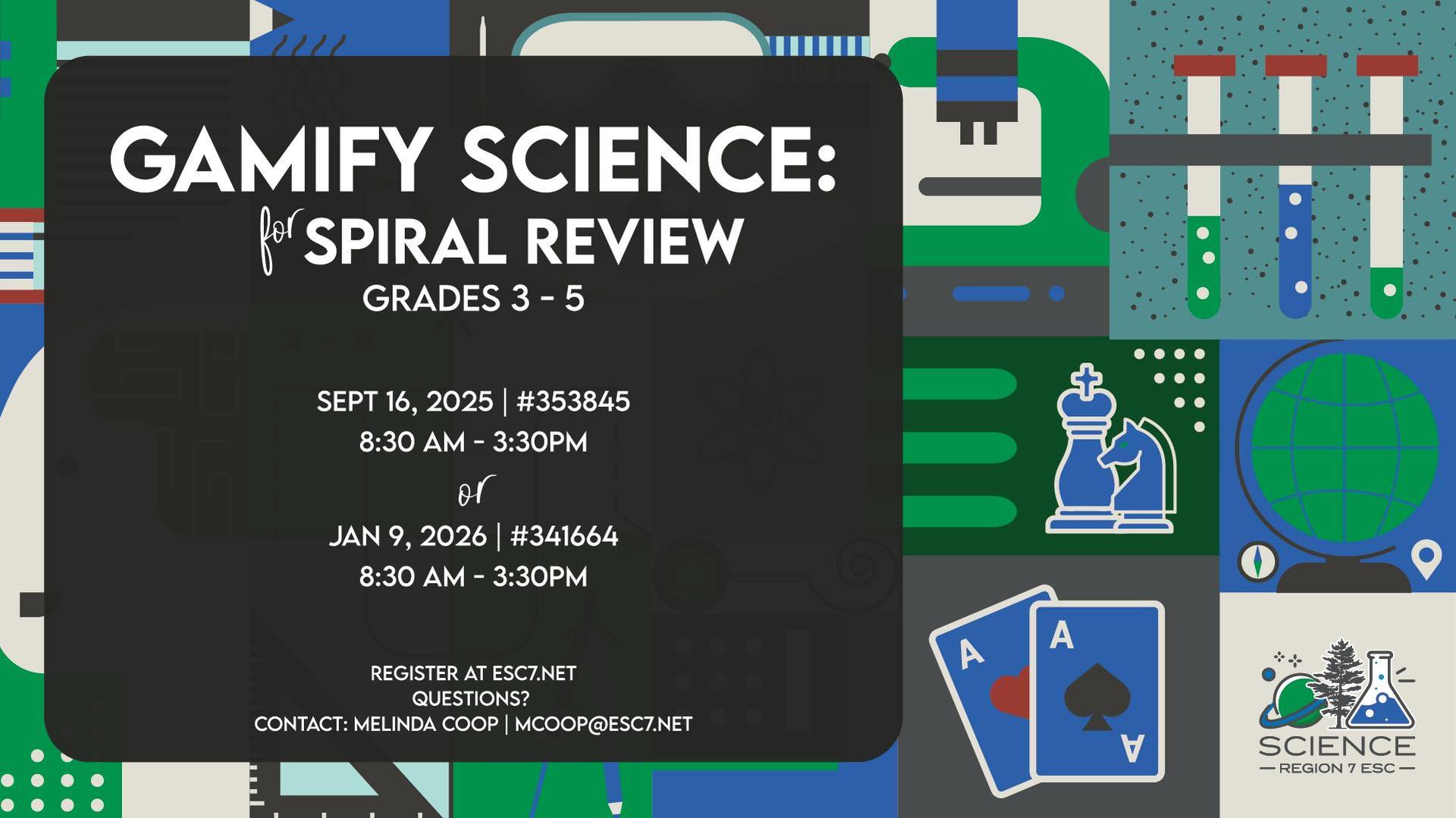 Gamify Science for Spiral Review workshop graphic