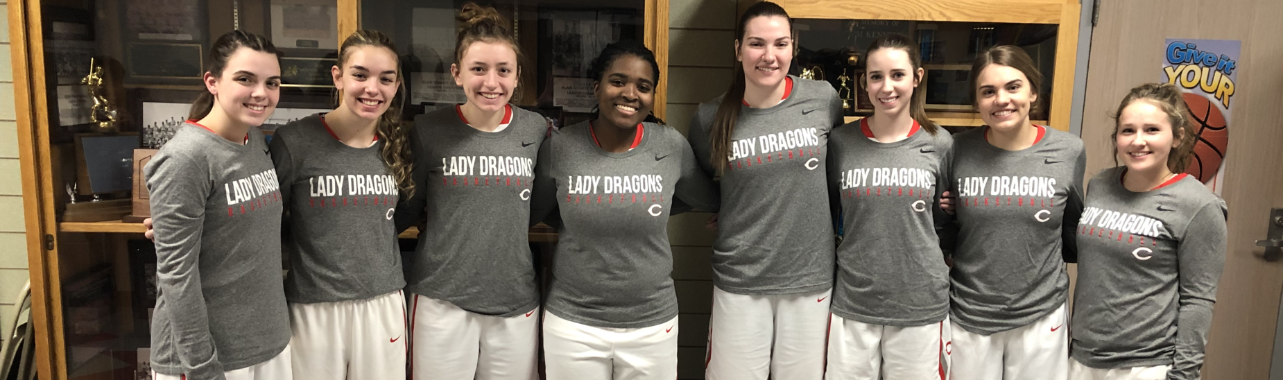Eight senior Lady Dragons were honored on senior night, January 31, 2020.