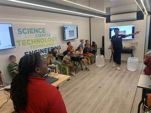 Students get an introduction to the Texas Mobile STEM Lab