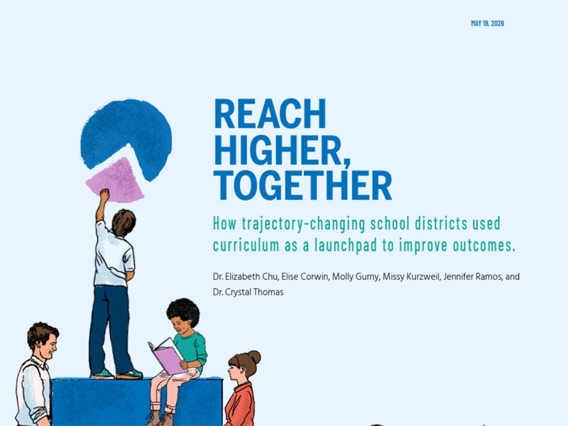 Cover of Reach Higher, Together, a report on improving student outcomes
