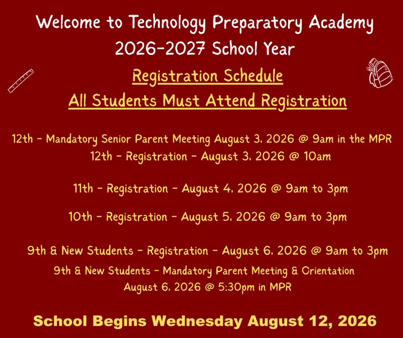 New School Year 2026-2027 Registration Dates / Fechas Para el Nuevo Año Escolar 2026-2027