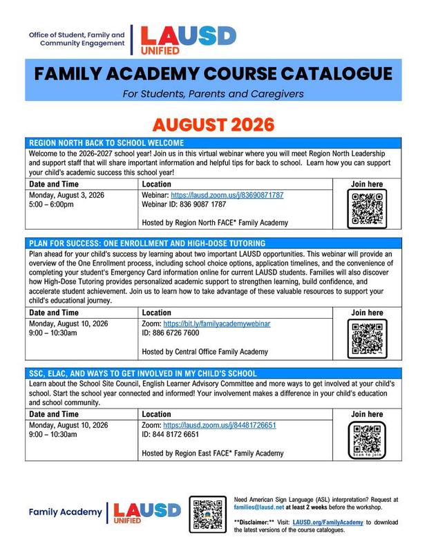 Family Course Catalogue