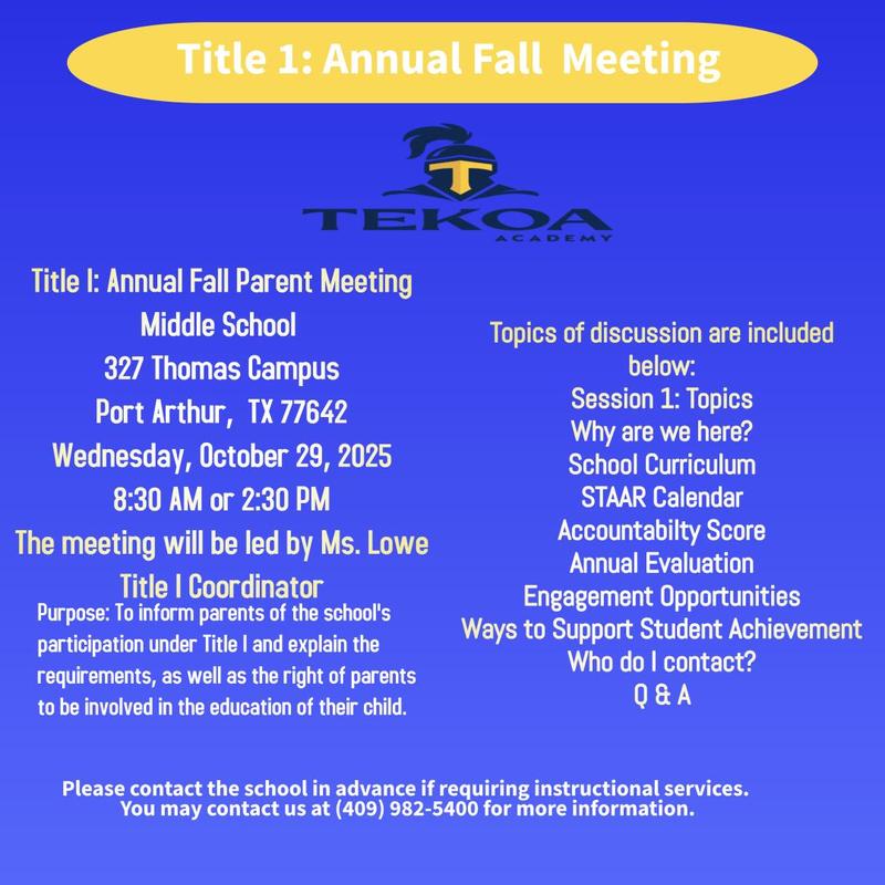 Title 1: Fall Parent Meeting Featured Photo