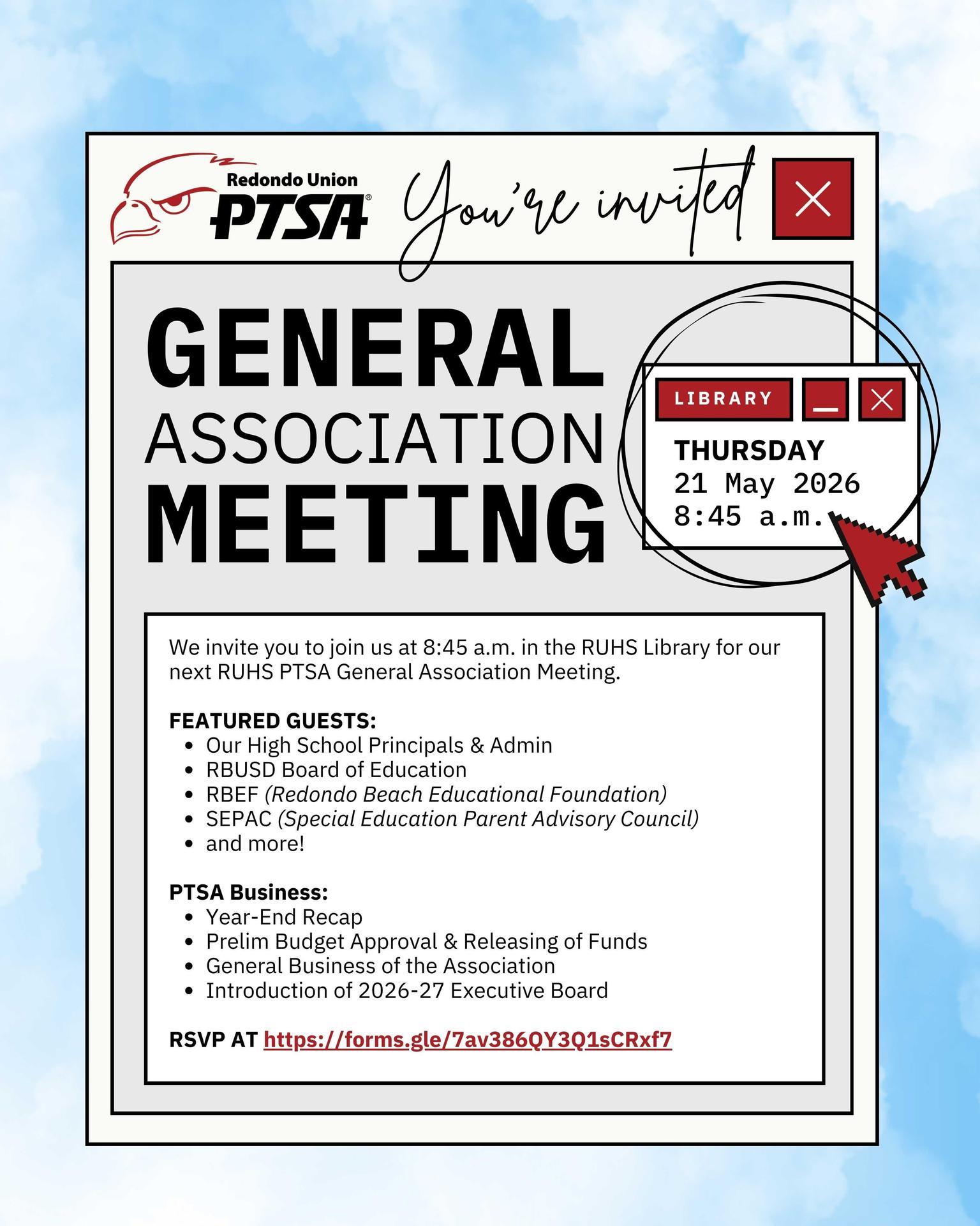 RSVP to our final General Association Meeting for 2025-26