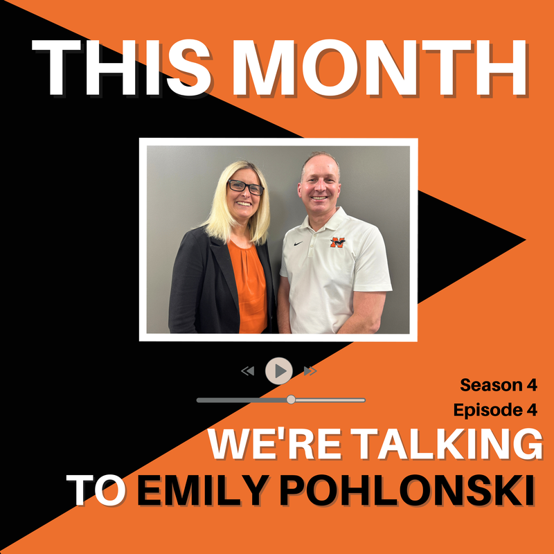 RJ Webber and Emily Pohlonski stand next to each other with text saying 