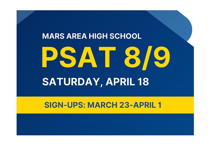 A blue background with the words PSAT 8/9 in yellow