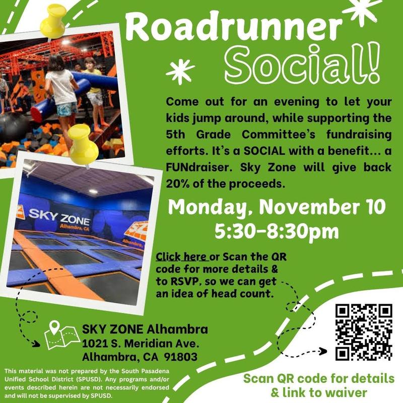 Roadrunner Social - Sky Zone Fundraiser - Nov. 10