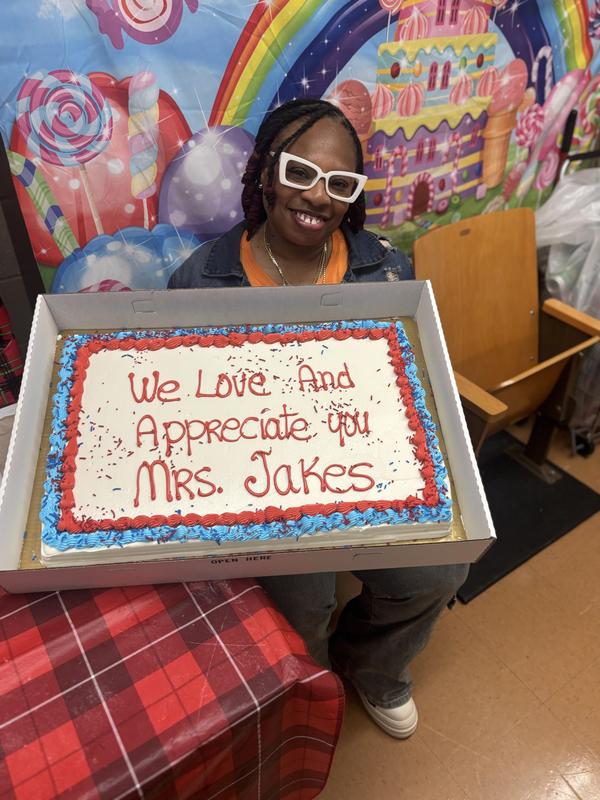 Mrs Jakes and her cake