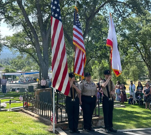 YHS Cadet Corps presents colors at Memorial Day event