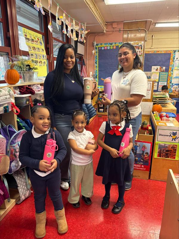 Youngest students with their reusable bottles
