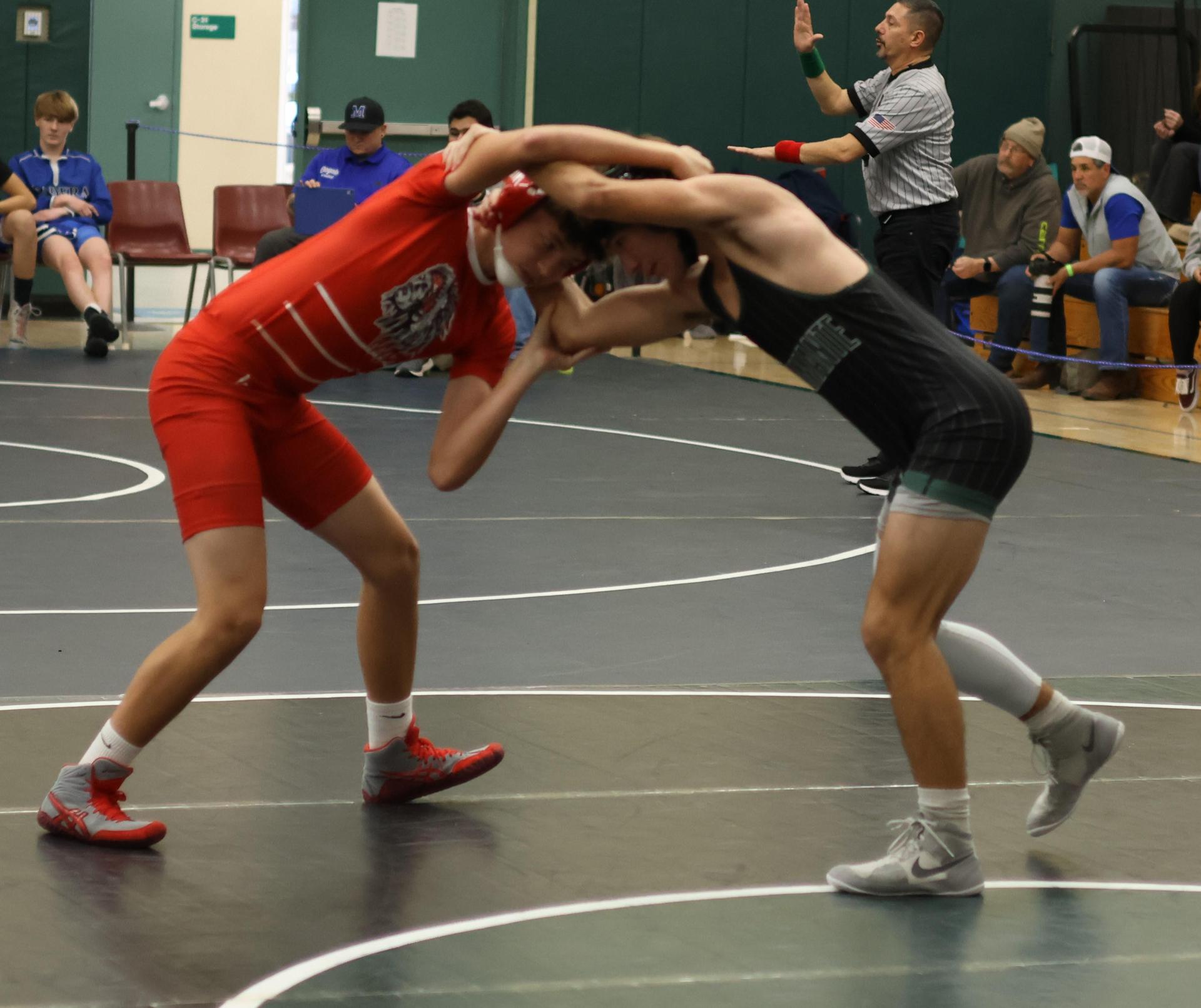 Boys wrestling in the Liberty Duals event 152