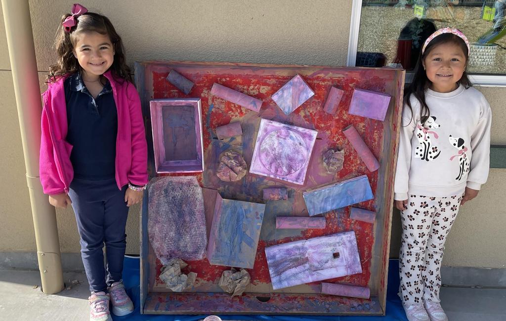 Students with their classwork