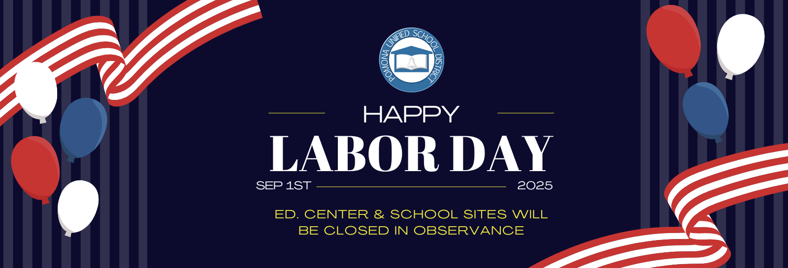 Infographic banner for Labor Day. Banner is on homepage of website. September 1, 2025