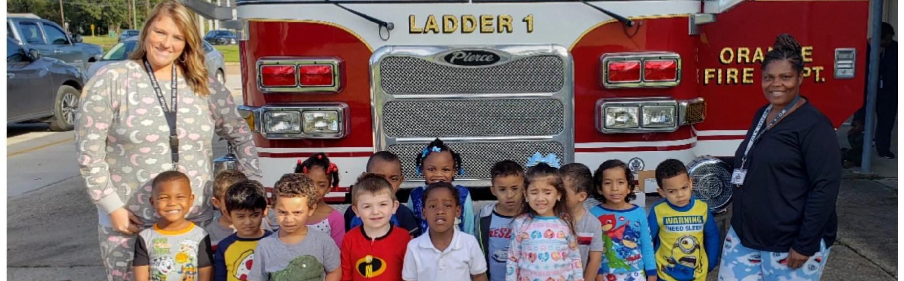 The Orange Fire Department visited North on PJ day