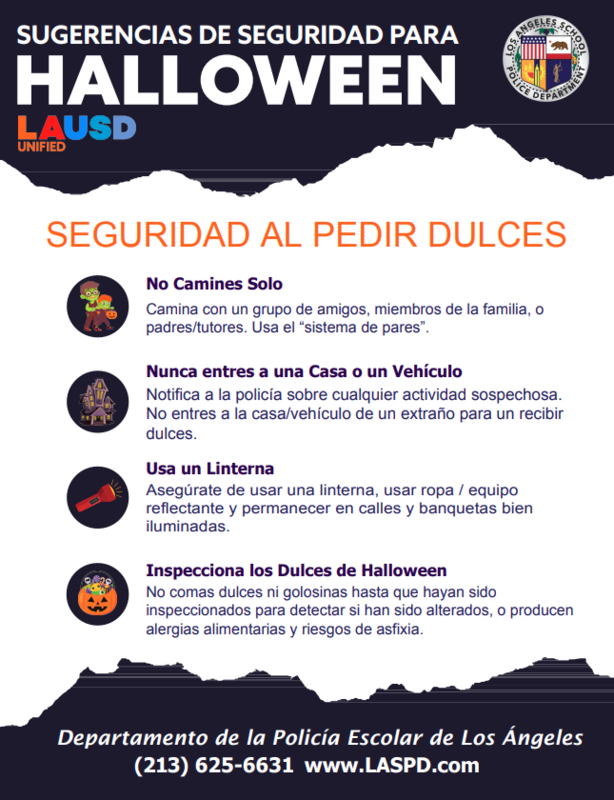 Trick or Treat Safety spanish
