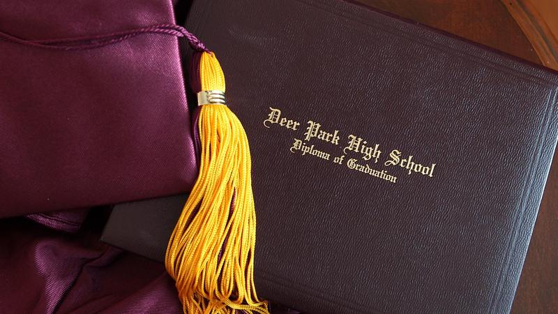 Graduation hat and diploma