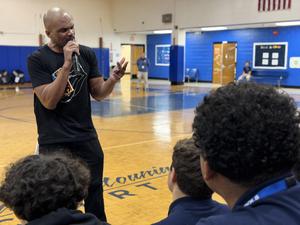 Darryl McDaniels from Run DMC visits the Union Hill Middle School
