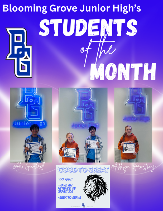 BGJH Students of the Month