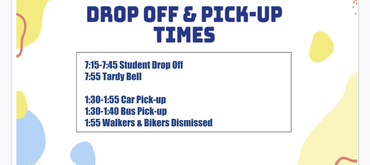 Colors around the drop off and pick-up times