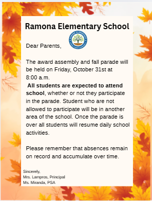 Fall Parade Letter English