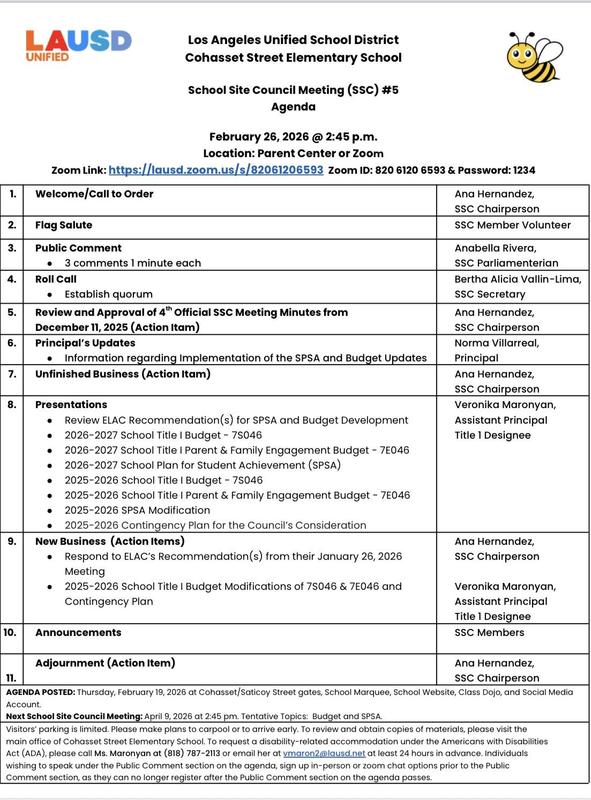 SSC Meeting Agenda/ Agenda de la reunión del SSC