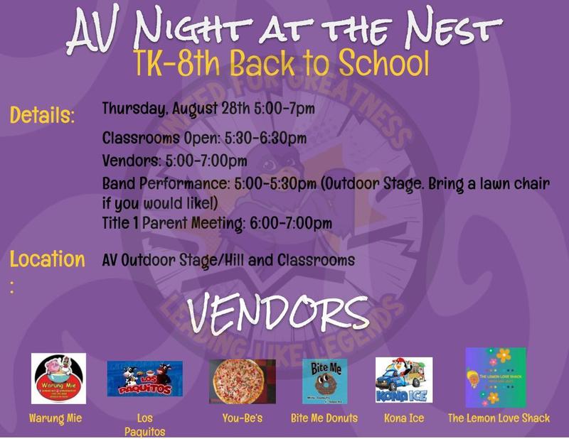 Night at the Nest Back to School Night