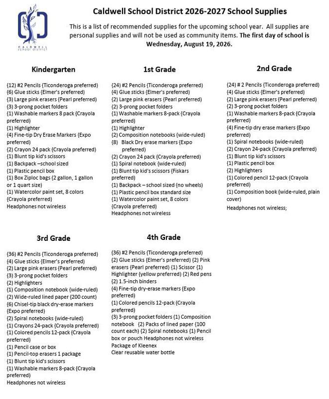School Supply List 26-27