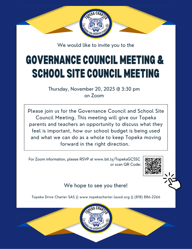 Governance Council and School Site Council Meeting Flyer
