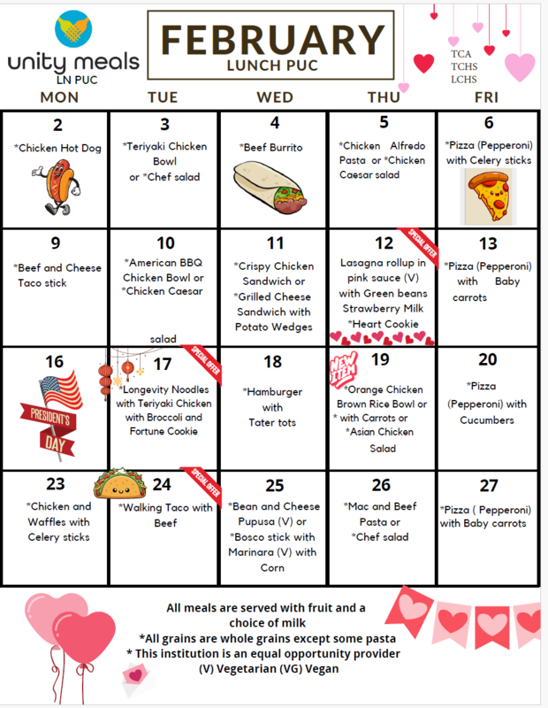 February Lunch Menu
